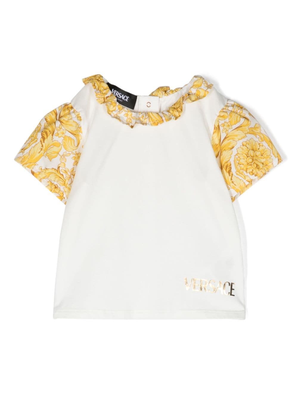 Versace Kids Rüschenkragen-T-Shirt mit Barocco-Print - Weiß von Versace Kids