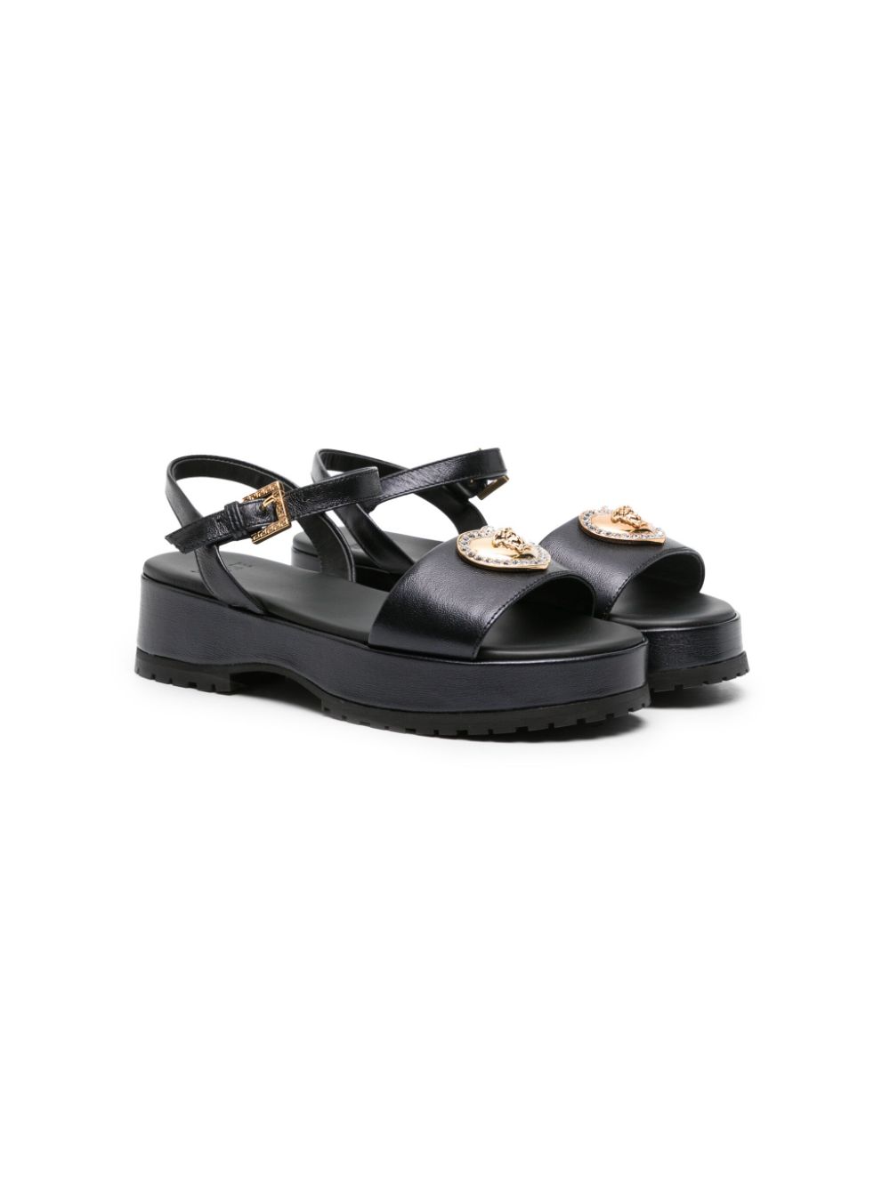 Versace Kids Sandalen mit Medusa-Schild - Schwarz von Versace Kids