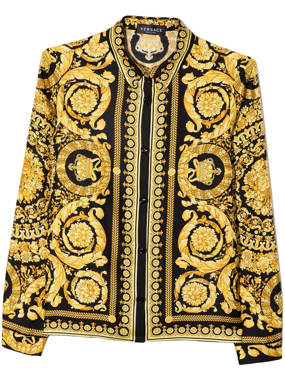 Versace Kids Seidenhemd mit Barocco-Print - Schwarz von Versace Kids