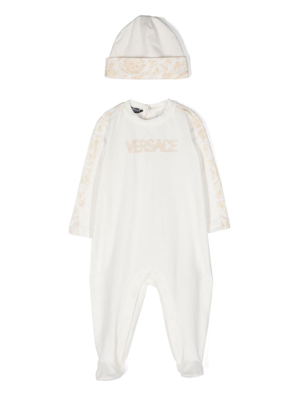 Versace Kids Set aus Strampler und Mütze mit Barocco-Print - Weiß von Versace Kids