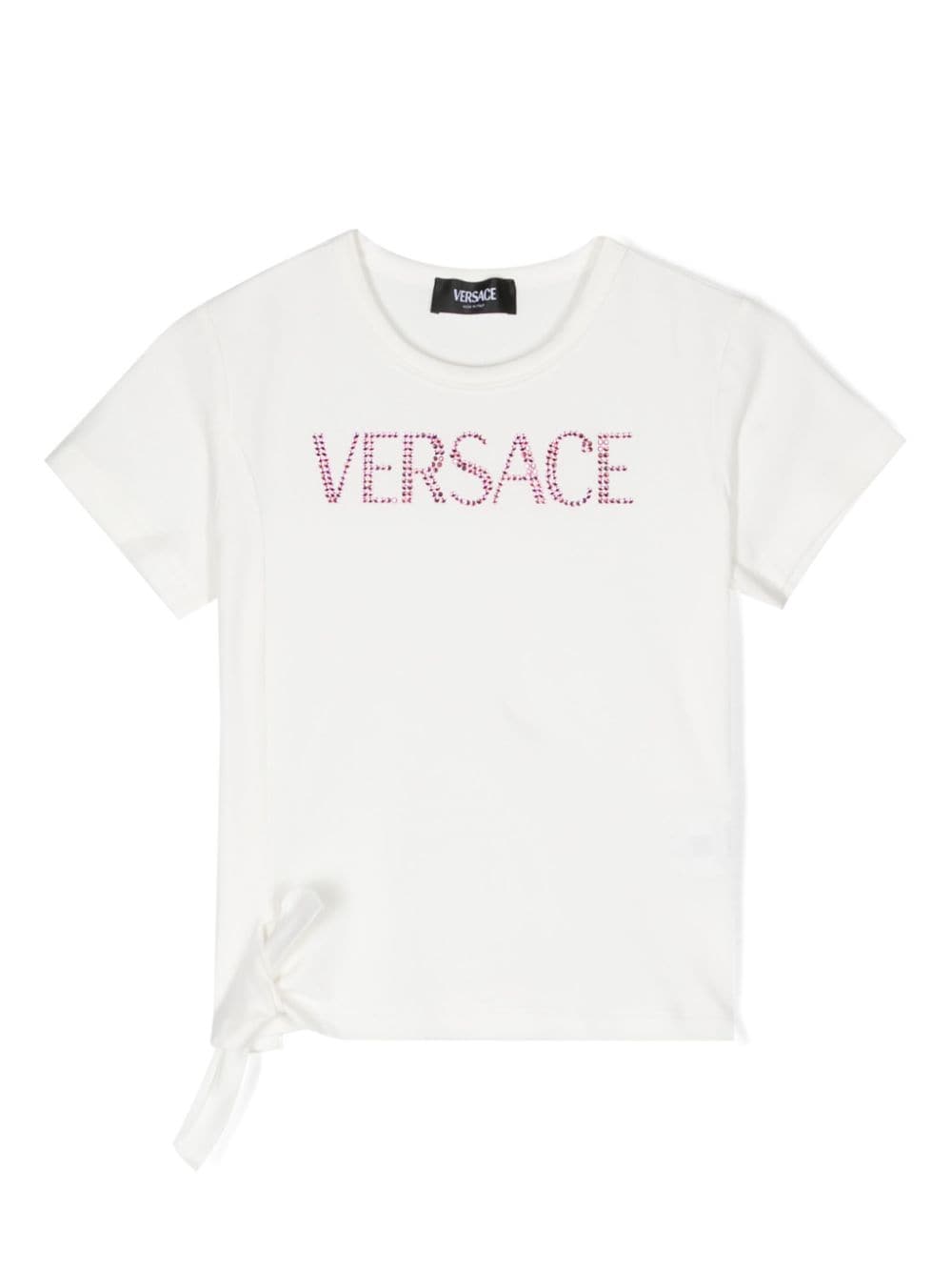 Versace Kids T-Shirt mit Strass-Logo - Weiß von Versace Kids