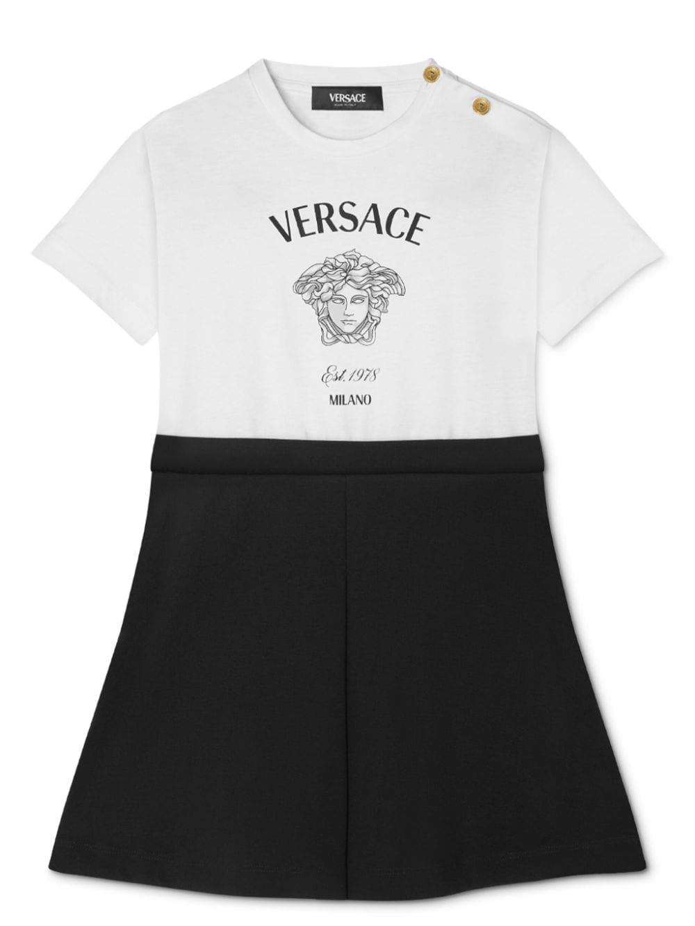 Versace Kids Zweifarbiges Medusa Head Kleid - Weiß von Versace Kids