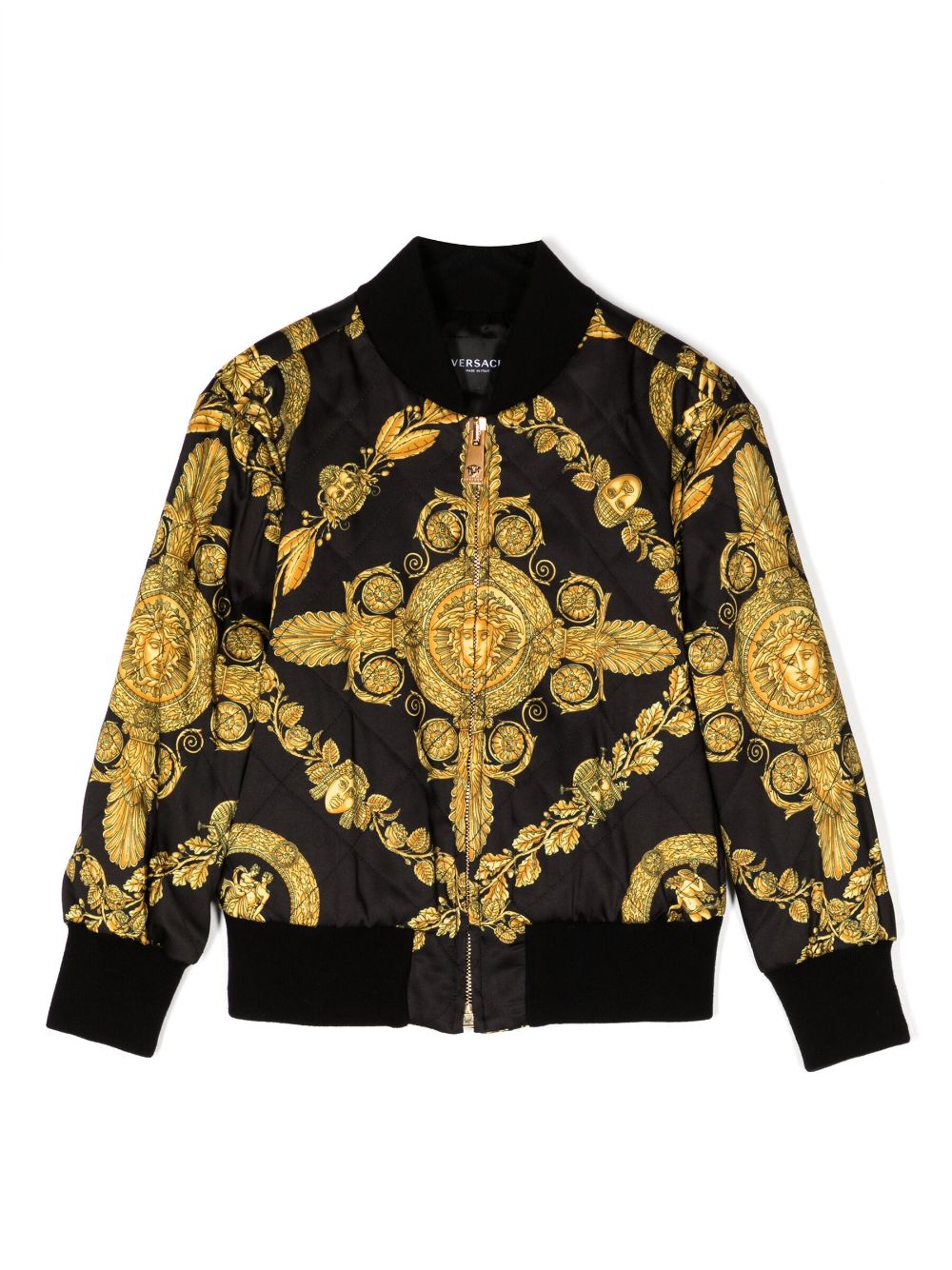 Versace Kids Gesteppte Bomberjacke mit Barock-Print - Schwarz von Versace Kids