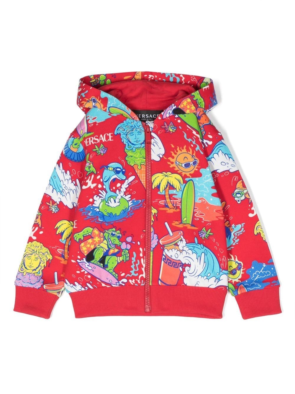 Versace Kids Kapuzenjacke mit Cartoon-Print - Rot von Versace Kids