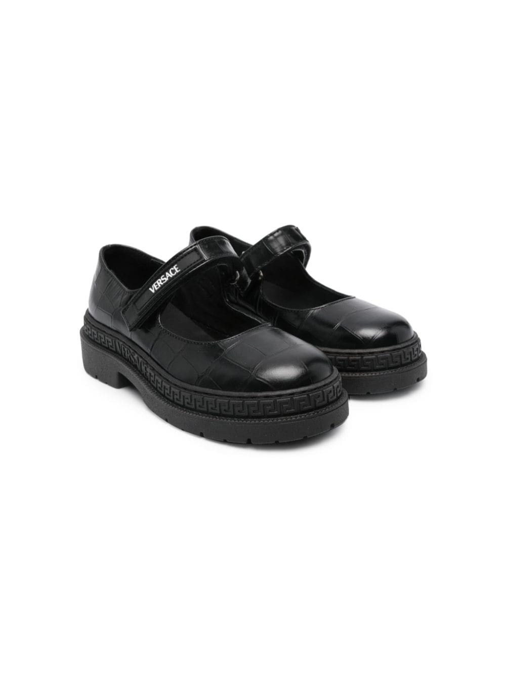 Versace Kids Ballerinas mit Kroko-Optik - Schwarz von Versace Kids