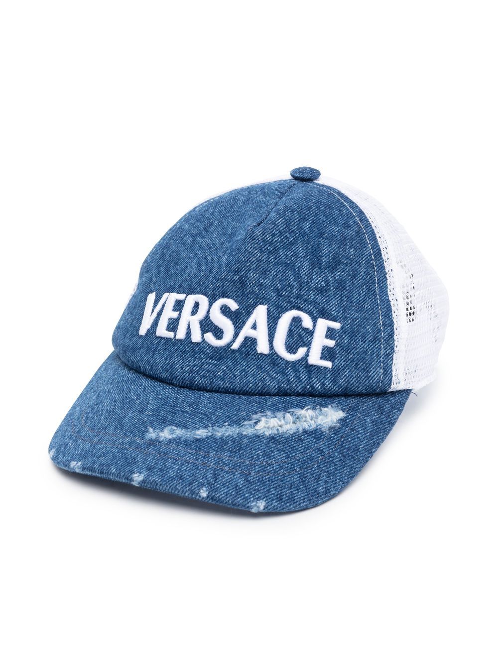 Versace Kids Jeans-Baseballkappe in Distressed-Optik - Blau von Versace Kids