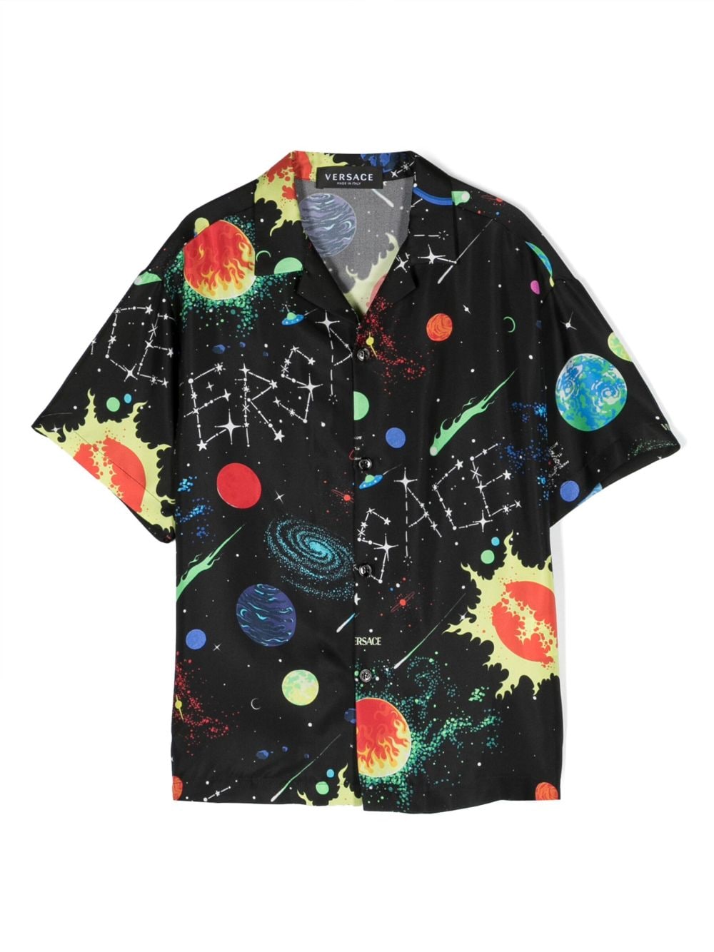 Versace Kids Seidenhemd mit Universum-Print - Schwarz von Versace Kids