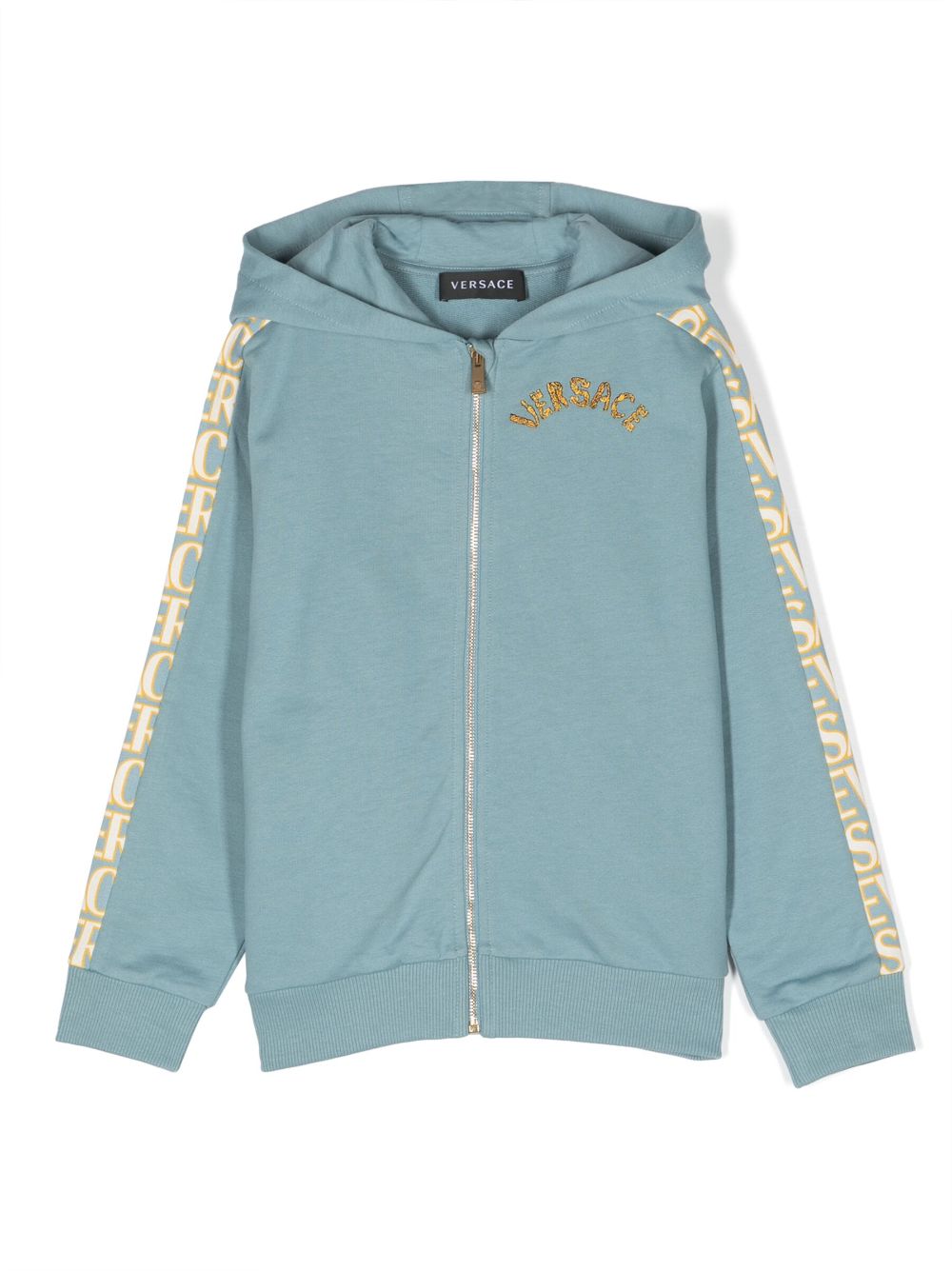 Versace Kids Kapuzenjacke mit Logo-Stickerei - Blau von Versace Kids