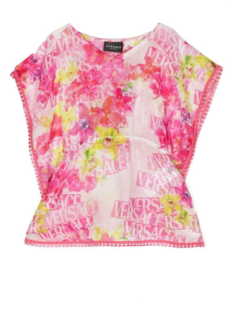 Versace Kids Kaftan mit Logo-Print - Rosa von Versace Kids