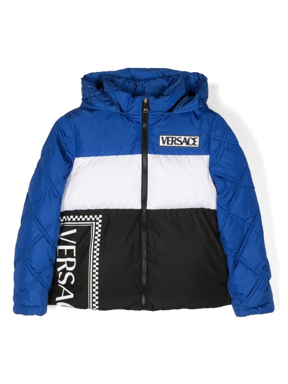 Versace Kids logo-print down-lined jacket - Blau von Versace Kids