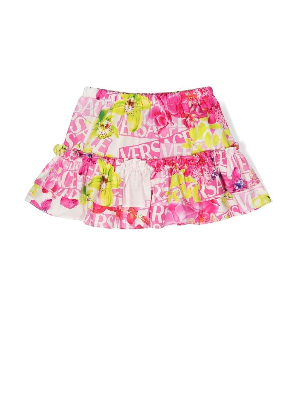 Versace Kids Gestufter Rock mit Logo-Print - Rosa von Versace Kids