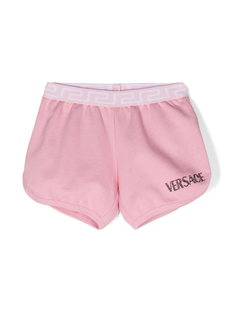 Versace Kids Shorts mit Strass-Logo - Rosa von Versace Kids