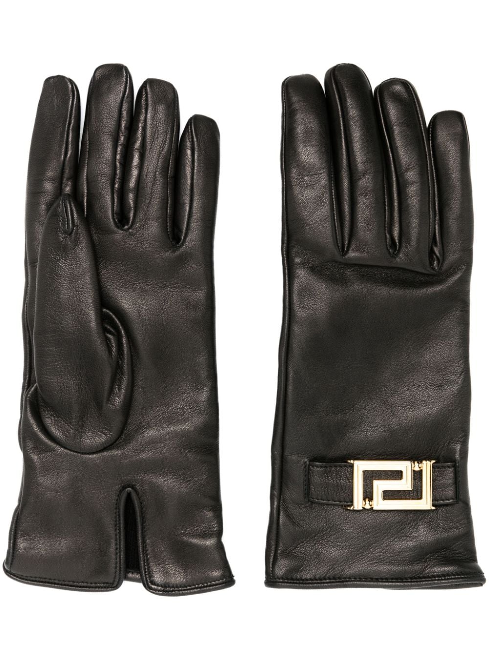 Versace Pre-Owned Handschuhe mit Greca-Schild - Schwarz von Versace Pre-Owned