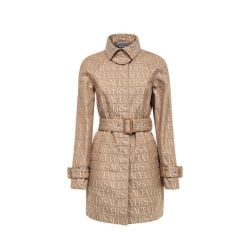 Beige Versace Logo-trenchcoat - Baumwollmischung von Versace