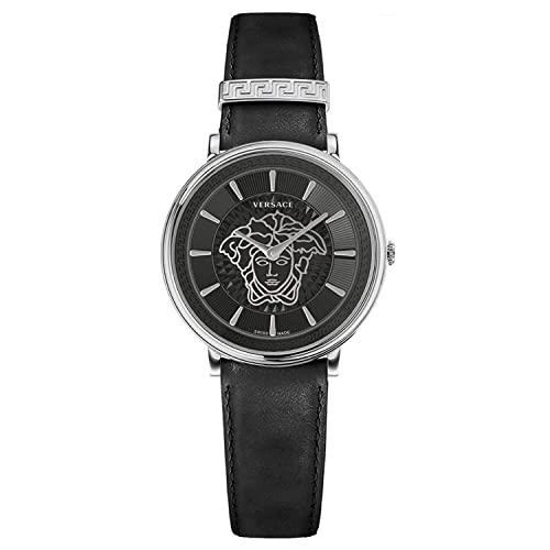 VERSACE Damen Armbanduhr V Circle Lederarmband schwarz VE81026 19 von Versace