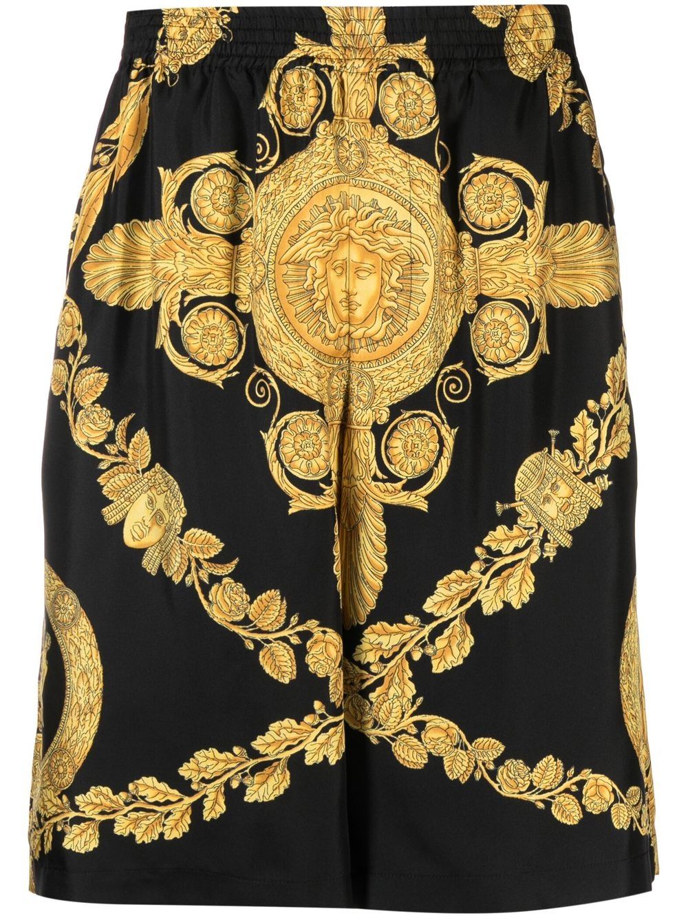 Versace Shorts aus Seide mit Barocco-Print - Schwarz von Versace