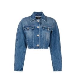 Versace Blaue Cropped-denimjacke Für Damen von Versace