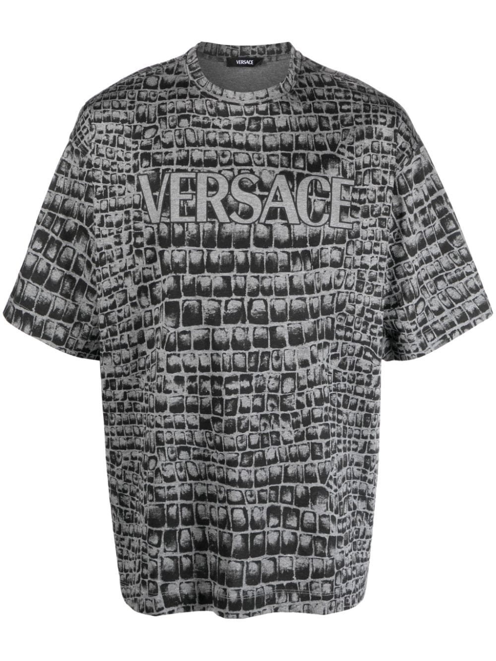Versace T-Shirt mit Coccodrillo-Print - Grau von Versace