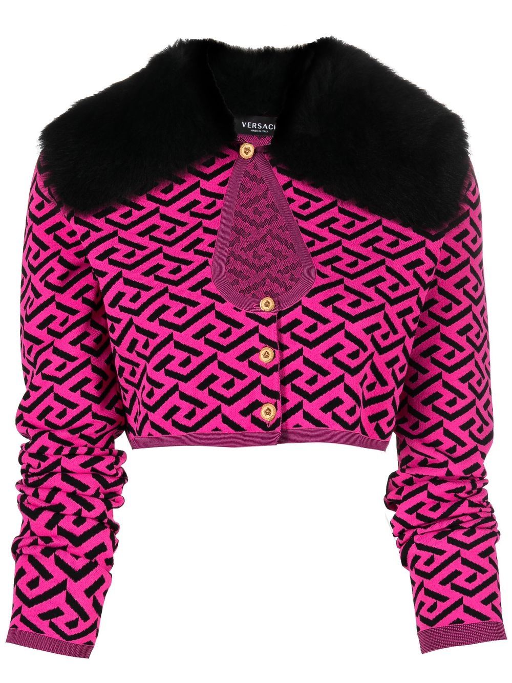 Versace Cropped-Cardigan mit Stickerei - Schwarz von Versace