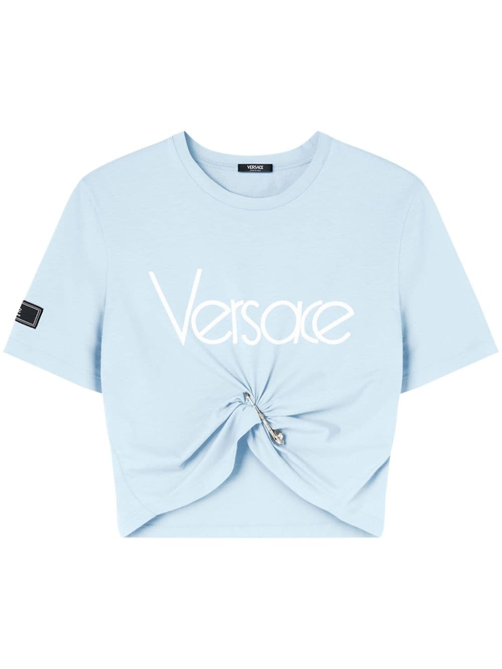 Versace Cropped-T-Shirt mit Logo-Print - Blau von Versace