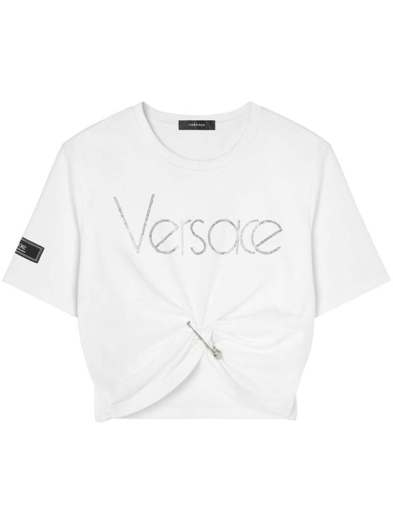 Versace Cropped-T-Shirt mit Logo-Verzierung - Weiß von Versace