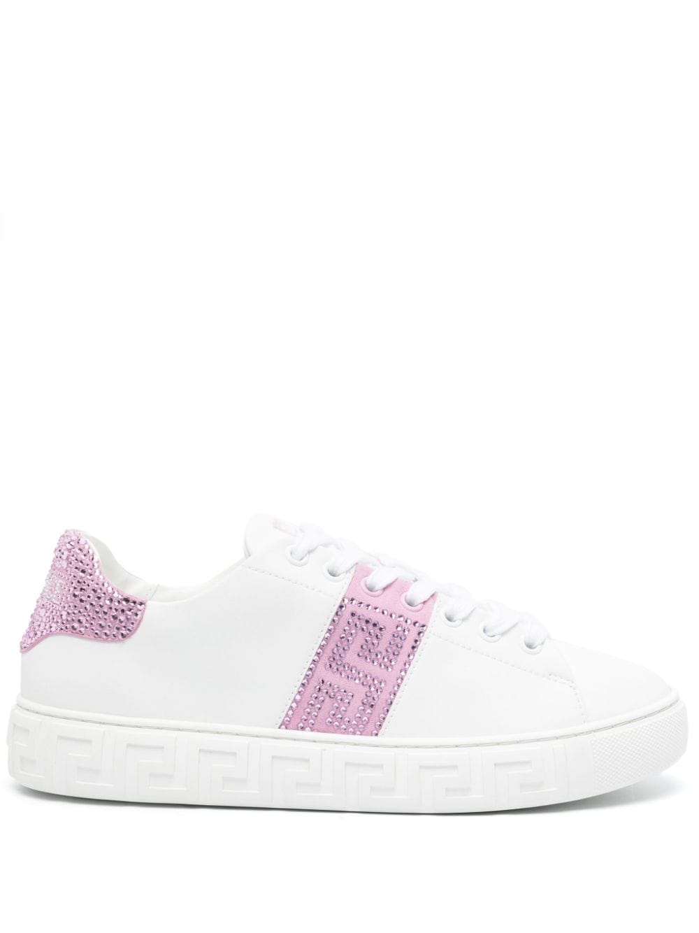 Versace Greca Crystal Sneakers aus Leder - Weiß von Versace