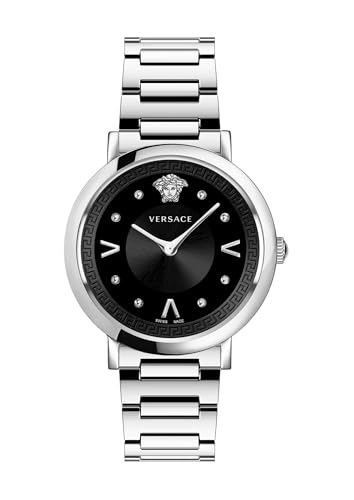 Versace Damen Armbanduhr POP Chick Silber, schwarz 36 mm VEVD00921 von Versace