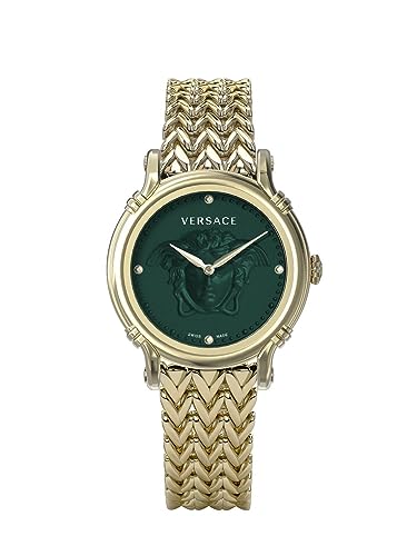 Versace Damen Armbanduhr Safety Pin 34 mm Gemustertes Armband Armband Edelstahl VEPN00820 von Versace