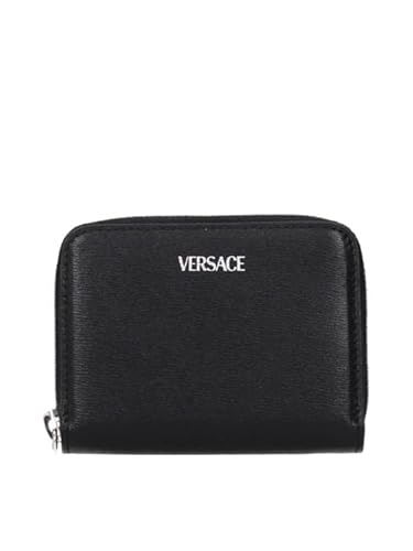Versace Damen Geldbörse aus Leder, mit umlaufendem Reißverschluss, Schwarz von Versace