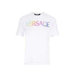 Versace Damen Logo-t-shirt Aus Weißer Baumwolle von Versace