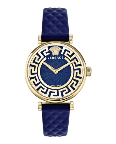 Versace Damen Armbanduhr Lady Lederarmband blau 35mm VE1CA0223 von Versace