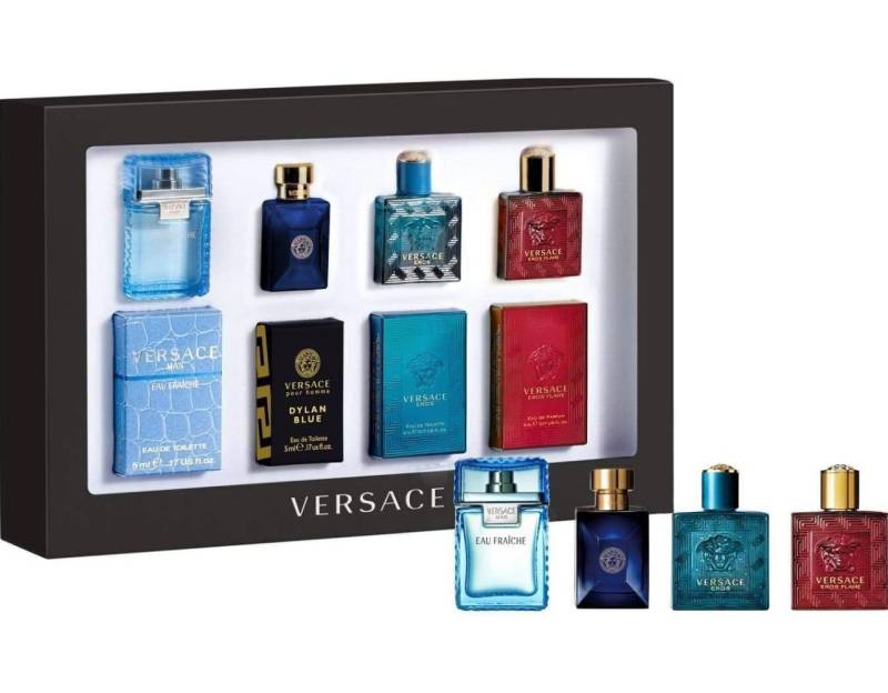 Versace Duft-Set Versace Duft-Set VERSACE Homme Miniaturen, Duftset 4 x 5 ml, Eros Flame Eau de Parfum, Man Eau Fraîche, Versace Eros von Versace