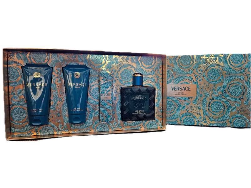Versace Eau de Parfum Eros Eau de Parfum 100 ml & 10 ml EDP & 75ml Duschgel & ASB 75ml SET von Versace