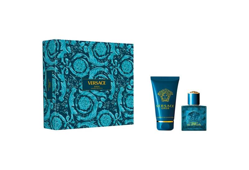 Versace Eau de Parfum Versace Eros Set mit EDT 30 ml & Duschgel 50 ml – Frischer Herrenduft, 3-tlg., Maskuliner Duft mit Tonkabohne und Vanille von Versace