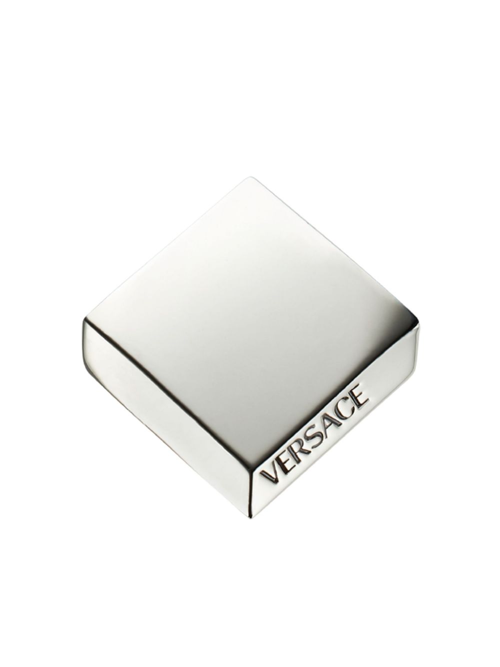 Versace Eckiger Ring mit Logo-Gravur - Silber von Versace