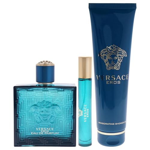 Versace Eros by Versace for Men Geschenk-Set, 3,4 oz EDP Spray, 0,3 oz EDP Spray, 5 oz Shower Gel von Versace