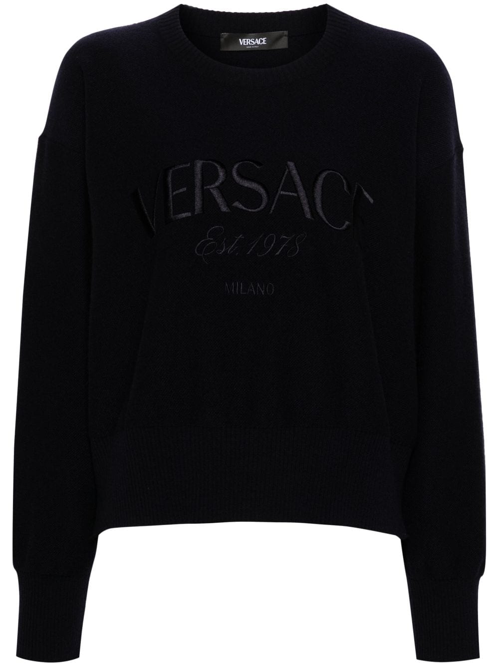 Versace Fein gestrickter Pullover mit Logo - Blau von Versace