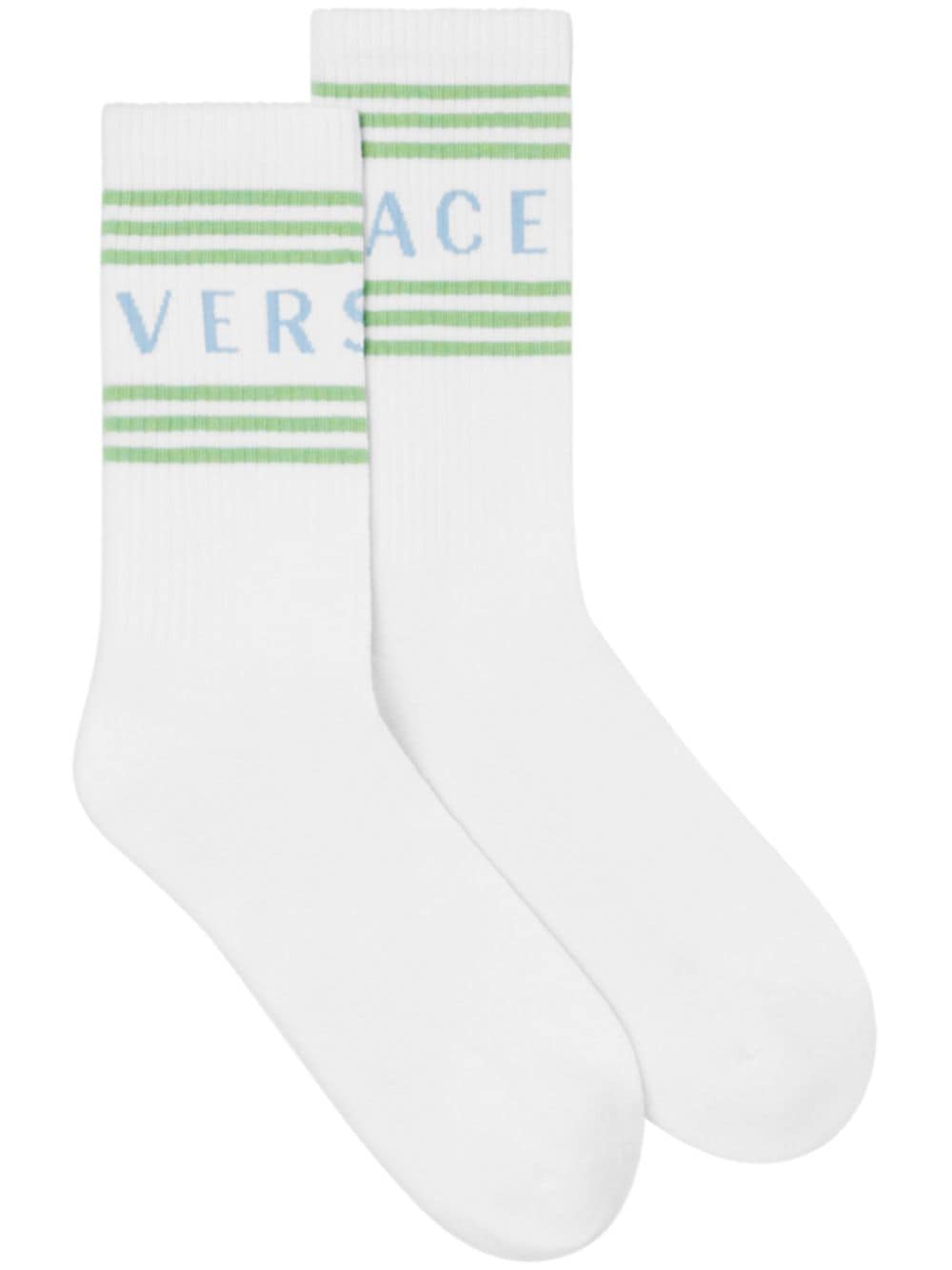 Versace Gerippte Socken mit 90s Vintage-Logo - Weiß von Versace