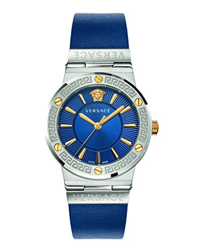 Versace Greca Damen-Armbanduhr mit blauem Zifferblatt VEVH00120, Quarz-Uhrwerk von Versace