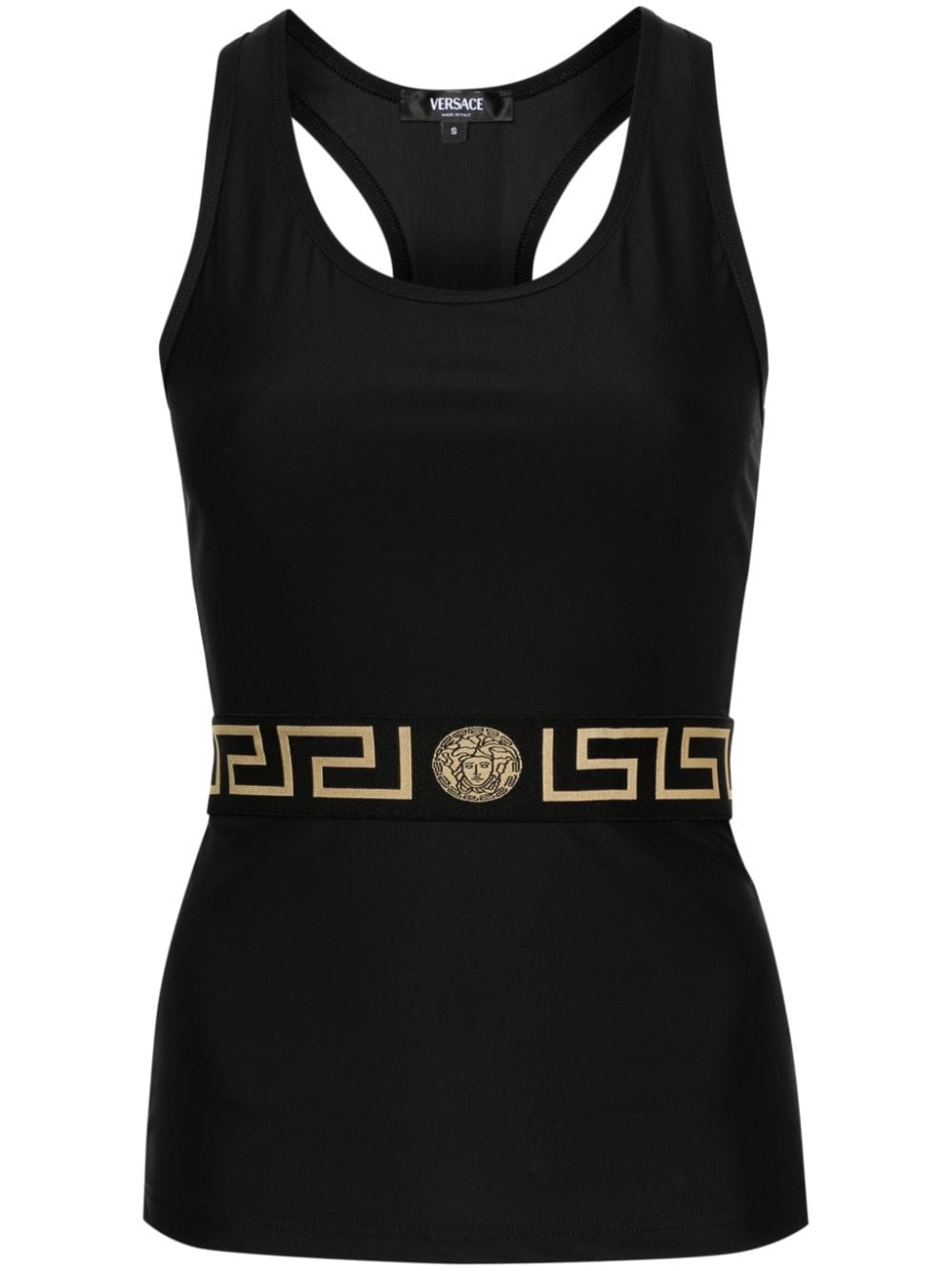 Versace Tanktop mit Greca-Bund - Schwarz von Versace