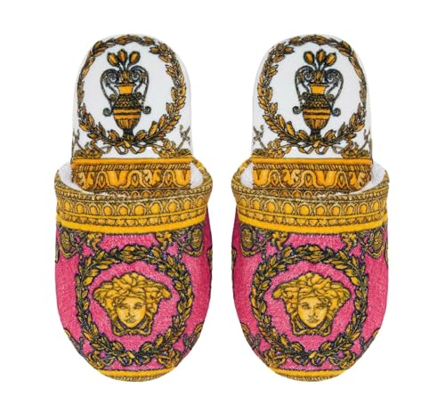 Versace Hausschuhe Frottee I Love Baroque, Größe:XL, Farbe:White/Fuchsia von Versace