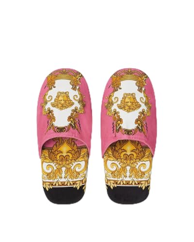 Versace Hausschuhe Medusa Renaissance Print Slippers, Größe:XL, Farbe:White/Fuchsia von Versace