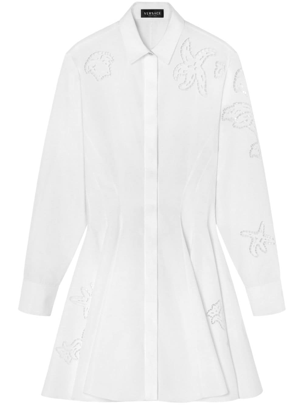 Versace Hemdkleid mit Lochstickereien - Weiß von Versace