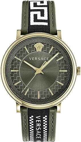 Versace Herren Analog Quarz Uhr mit Leder Armband VE5A01621 von Versace