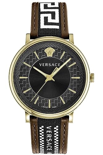 Versace Herren Analog Quarz Uhr mit Leder Armband VE5A01721 von Versace