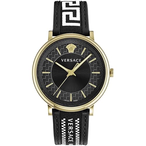 Versace Herren Analog Quarz Uhr mit Leder Armband VE5A01921 von Versace
