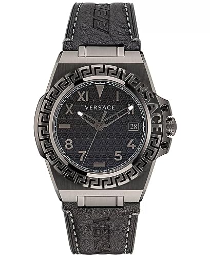 Versace Herren Armbanduhr 44 mm Armband Leder GRECA Reaction von Versace