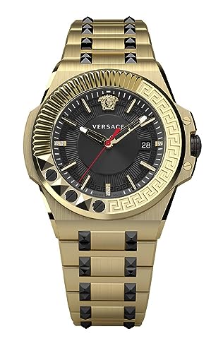 Versace Herren Armbanduhr Chain Reaction 45 mm Datumsfenster Armband Edelstahl VEDY01119 von Versace