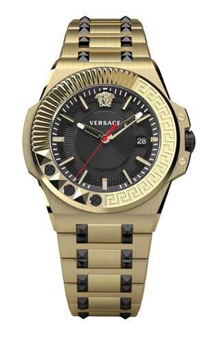 Versace Herren Armbanduhr Chain Reaction 45 mm Datumsfenster Armband Edelstahl VEDY01119 von Versace