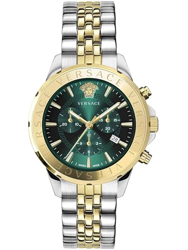 Versace Herren Armbanduhr Chrono Signature 44 mm Chronograph, Datumsfenster Armband Edelstahl VEV600921 von Versace